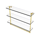 Allied Brass 16 Inch Triple Tiered Glass Shelf with Integrated Towel Bar RC-5-16TB-PB