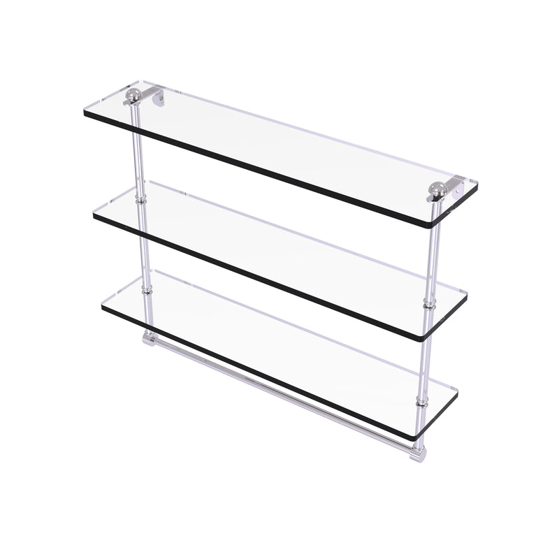 Allied Brass 16 Inch Triple Tiered Glass Shelf with Integrated Towel Bar RC-5-16TB-PC