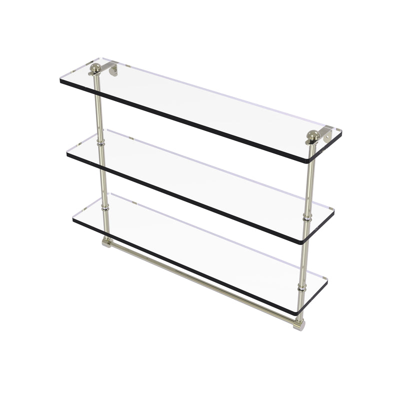 Allied Brass 16 Inch Triple Tiered Glass Shelf with Integrated Towel Bar RC-5-16TB-PNI