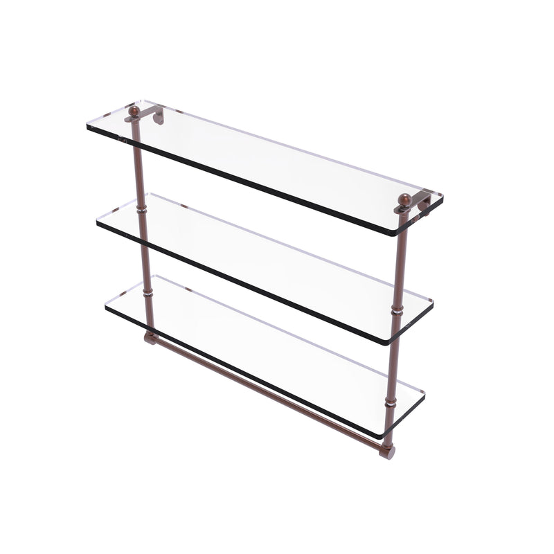 Allied Brass 22 Inch Triple Tiered Glass Shelf with Integrated Towel Bar RC-5-22TB-CA