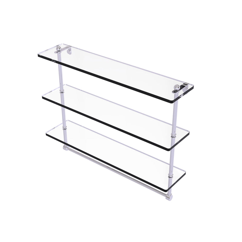 Allied Brass 22 Inch Triple Tiered Glass Shelf with Integrated Towel Bar RC-5-22TB-PC