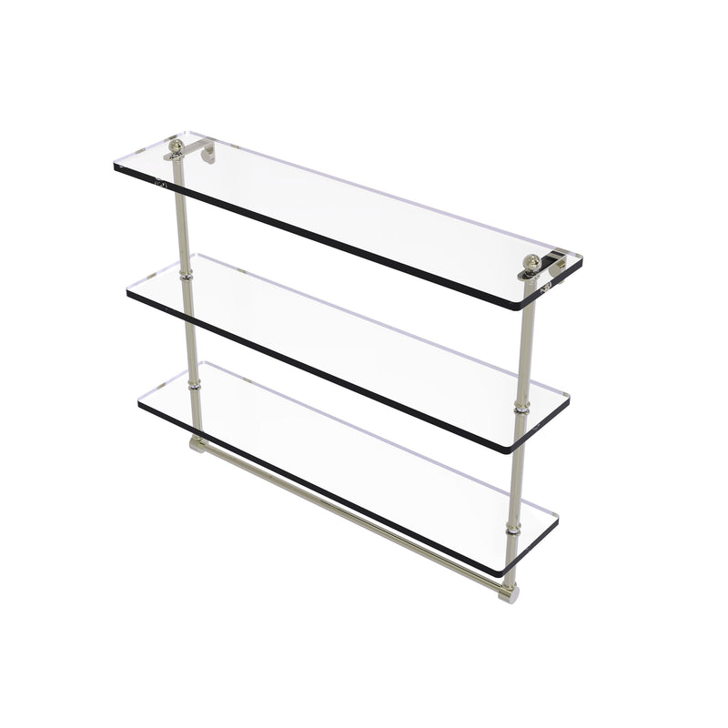 Allied Brass 22 Inch Triple Tiered Glass Shelf with Integrated Towel Bar RC-5-22TB-PNI