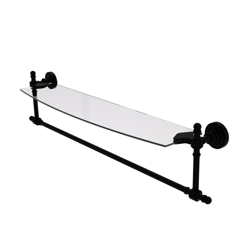 Allied Brass Retro Dot Collection 24 Inch Glass Vanity Shelf with Integrated Towel Bar RD-33TB-24-BKM