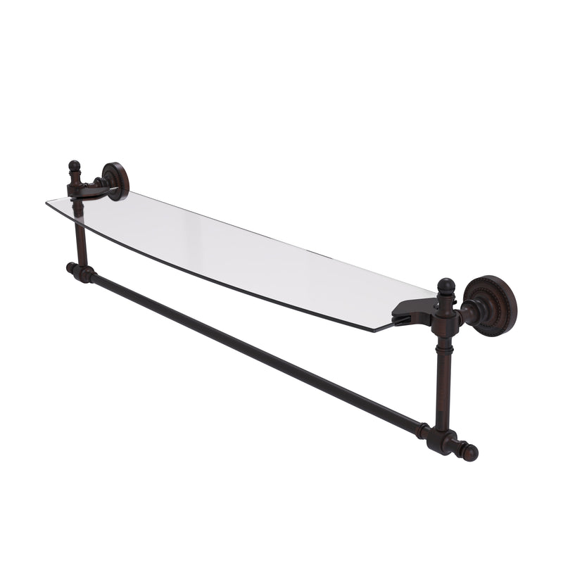 Allied Brass Retro Dot Collection 24 Inch Glass Vanity Shelf with Integrated Towel Bar RD-33TB-24-VB