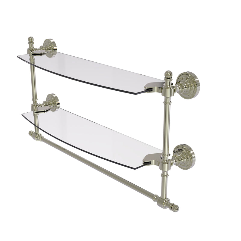 Allied Brass Retro Dot Collection 18 Inch Two Tiered Glass Shelf with Integrated Towel Bar RD-34TB-18-PNI