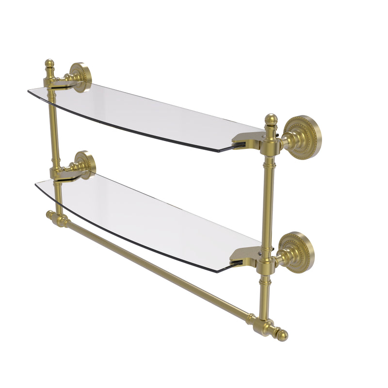 Allied Brass Retro Dot Collection 18 Inch Two Tiered Glass Shelf with Integrated Towel Bar RD-34TB-18-SBR