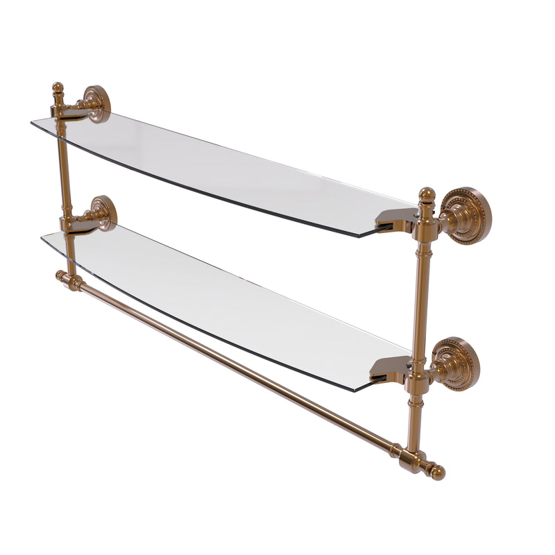 Allied Brass Retro Dot Collection 24 Inch Two Tiered Glass Shelf with Integrated Towel Bar RD-34TB-24-BBR