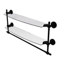 Allied Brass Retro Dot Collection 24 Inch Two Tiered Glass Shelf with Integrated Towel Bar RD-34TB-24-BKM
