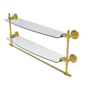 Allied Brass Retro Dot Collection 24 Inch Two Tiered Glass Shelf with Integrated Towel Bar RD-34TB-24-PB