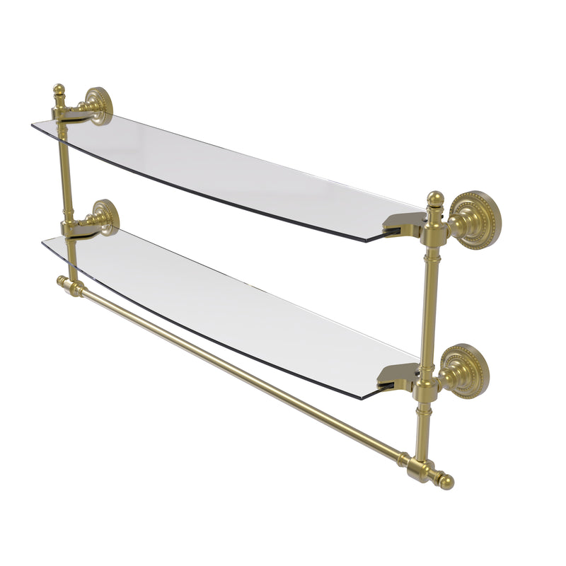 Allied Brass Retro Dot Collection 24 Inch Two Tiered Glass Shelf with Integrated Towel Bar RD-34TB-24-SBR