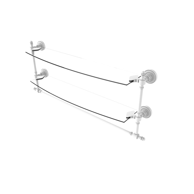 Allied Brass Retro Dot Collection 24 Inch Two Tiered Glass Shelf with Integrated Towel Bar RD-34TB-24-WHM
