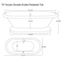 Cambridge Plumbing Acrylic Double Ended Pedestal Bathtub 70" x 30" No Drillings