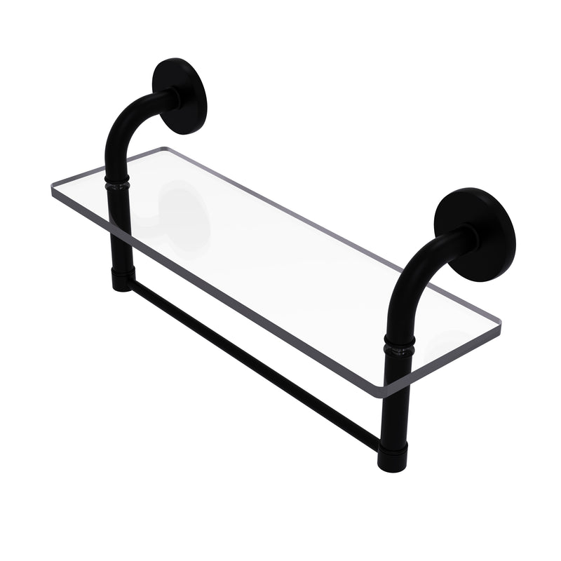 Allied Brass Remi Collection 16 Inch Glass Vanity Shelf with Integrated Towel Bar RM-1-16TB-BKM