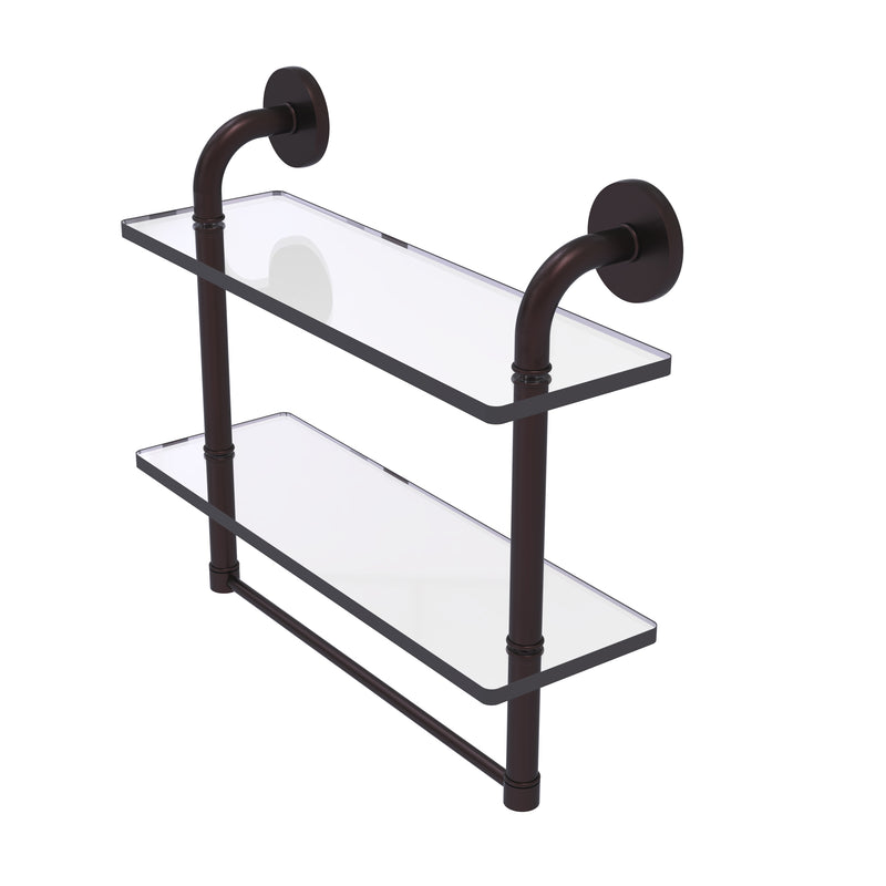Allied Brass Remi Collection 16 Inch Two Tiered Glass Shelf with Integrated Towel Bar RM-2-16TB-ABZ