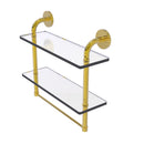 Allied Brass Remi Collection 16 Inch Two Tiered Glass Shelf with Integrated Towel Bar RM-2-16TB-PB