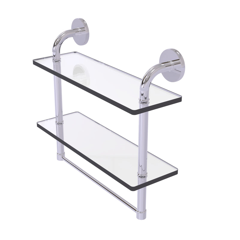 Allied Brass Remi Collection 16 Inch Two Tiered Glass Shelf with Integrated Towel Bar RM-2-16TB-PC
