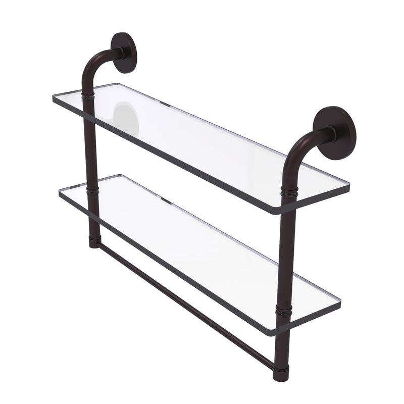 Allied Brass Remi Collection 22 Inch Two Tiered Glass Shelf with Integrated Towel Bar RM-2-22TB-ABZ