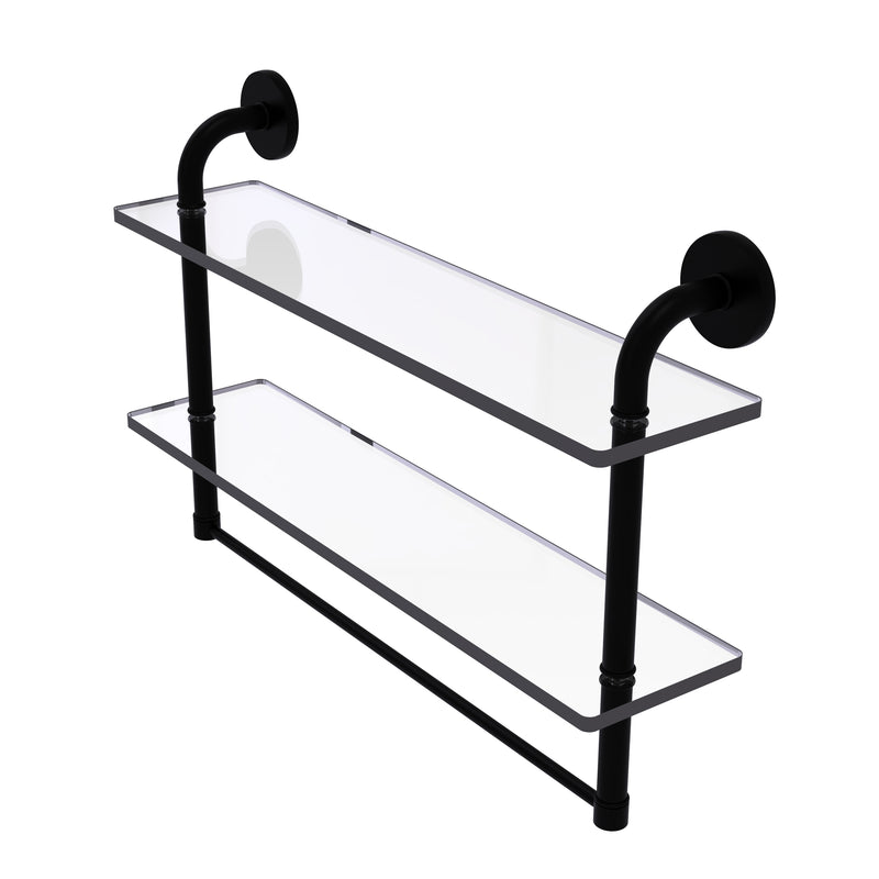 Allied Brass Remi Collection 22 Inch Two Tiered Glass Shelf with Integrated Towel Bar RM-2-22TB-BKM