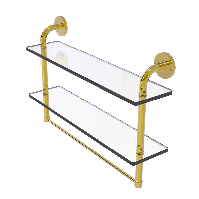 Allied Brass Remi Collection 22 Inch Two Tiered Glass Shelf with Integrated Towel Bar RM-2-22TB-PB