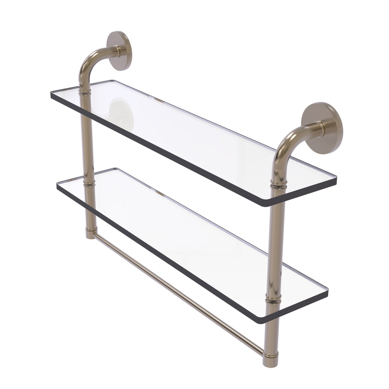Allied Brass Remi Collection 22 Inch Two Tiered Glass Shelf with Integrated Towel Bar RM-2-22TB-PEW