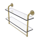 Allied Brass Remi Collection 22 Inch Two Tiered Glass Shelf with Integrated Towel Bar RM-2-22TB-SBR