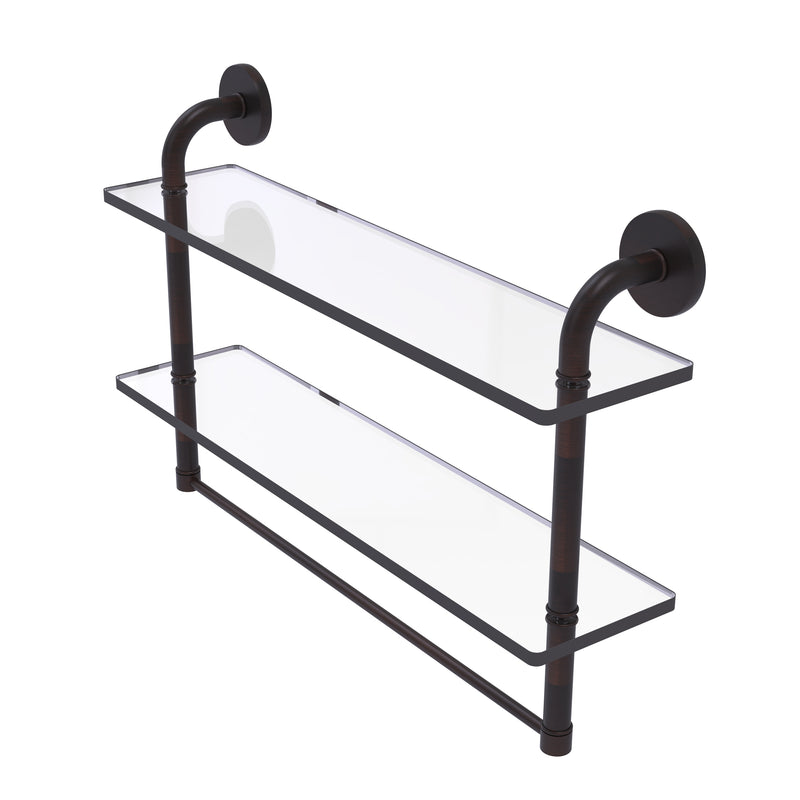 Allied Brass Remi Collection 22 Inch Two Tiered Glass Shelf with Integrated Towel Bar RM-2-22TB-VB