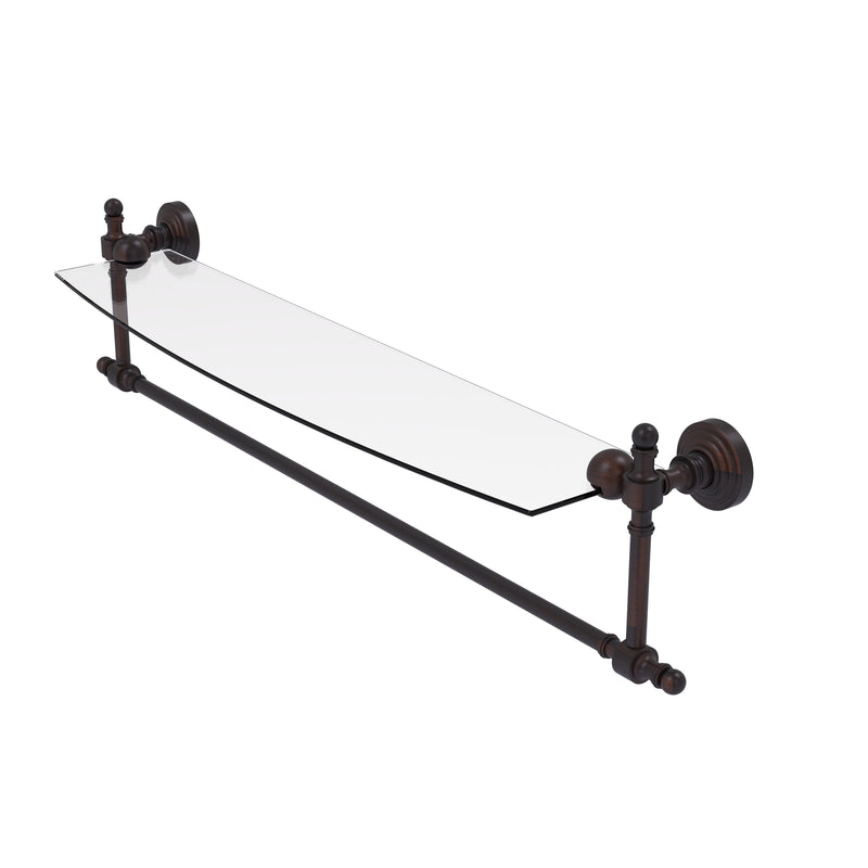 Allied Brass Retro Wave Collection 24 Inch Glass Vanity Shelf with Integrated Towel Bar RW-33TB-24-ABR