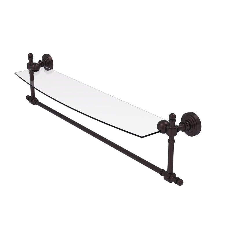 Allied Brass Retro Wave Collection 24 Inch Glass Vanity Shelf with Integrated Towel Bar RW-33TB-24-ABZ