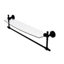 Allied Brass Retro Wave Collection 24 Inch Glass Vanity Shelf with Integrated Towel Bar RW-33TB-24-BKM