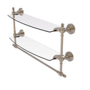 Allied Brass Retro Wave Collection 18 Inch Two Tiered Glass Shelf with Integrated Towel Bar RW-34TB-18-PEW