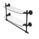 Allied Brass Retro Wave Collection 18 Inch Two Tiered Glass Shelf with Integrated Towel Bar RW-34TB-18-VB