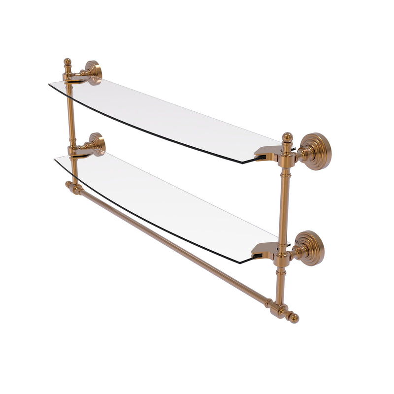 Allied Brass Retro Wave Collection 24 Inch Two Tiered Glass Shelf with Integrated Towel Bar RW-34TB-24-BBR