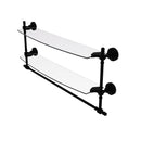 Allied Brass Retro Wave Collection 24 Inch Two Tiered Glass Shelf with Integrated Towel Bar RW-34TB-24-CA