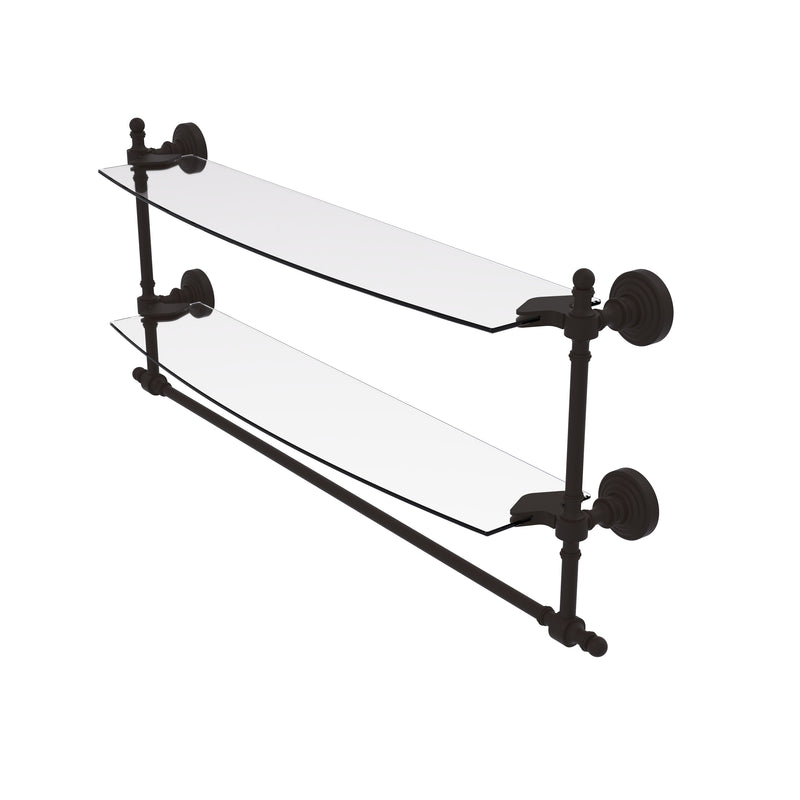Allied Brass Retro Wave Collection 24 Inch Two Tiered Glass Shelf with Integrated Towel Bar RW-34TB-24-ORB