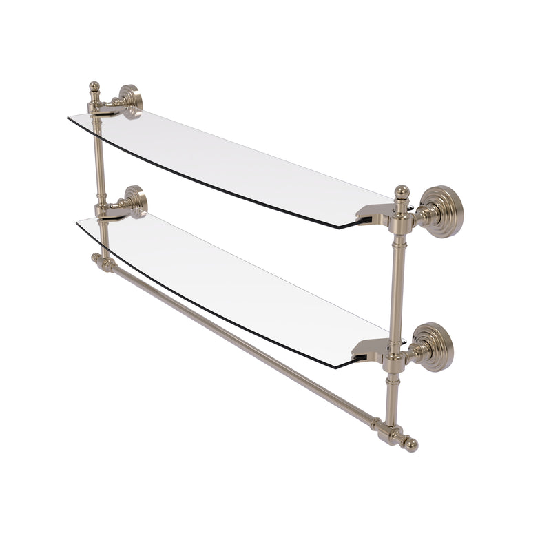 Allied Brass Retro Wave Collection 24 Inch Two Tiered Glass Shelf with Integrated Towel Bar RW-34TB-24-PEW