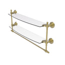 Allied Brass Retro Wave Collection 24 Inch Two Tiered Glass Shelf with Integrated Towel Bar RW-34TB-24-SBR