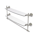 Allied Brass Retro Wave Collection 24 Inch Two Tiered Glass Shelf with Integrated Towel Bar RW-34TB-24-SN