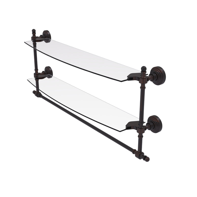 Allied Brass Retro Wave Collection 24 Inch Two Tiered Glass Shelf with Integrated Towel Bar RW-34TB-24-VB