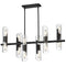 Dainolite 12 Light Horizontal Chandelier Matte Black Finish with Clear Fluted Glass SAM-4012HC-MB