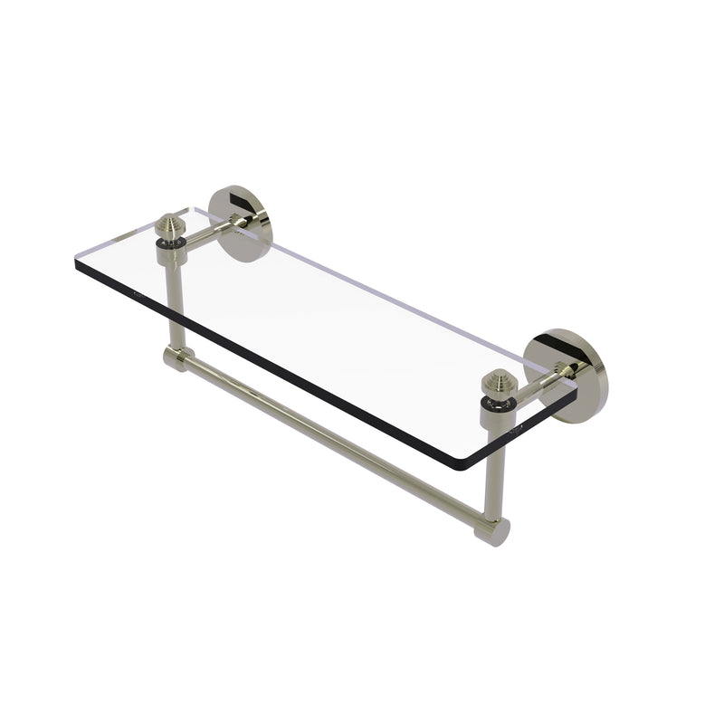 Allied Brass Southbeach Collection 16 Inch Glass Vanity Shelf with Integrated Towel Bar SB-1TB-16-PNI