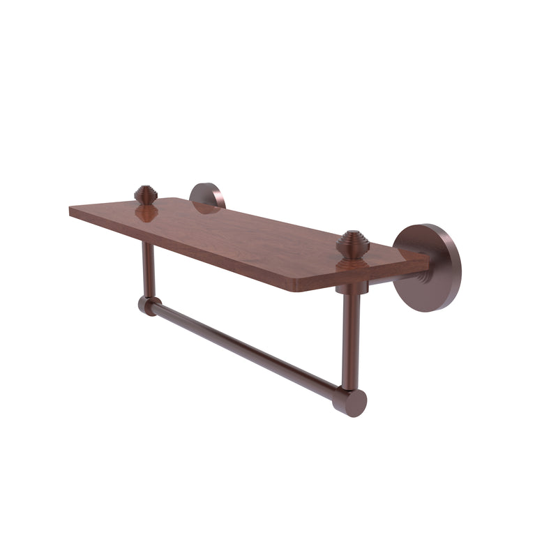 Allied Brass South Beach Collection 16 Inch Solid IPE Ironwood Shelf with Integrated Towel Bar SB-1TB-16-IRW-CA