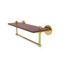 Allied Brass South Beach Collection 16 Inch Solid IPE Ironwood Shelf with Integrated Towel Bar SB-1TB-16-IRW-PB