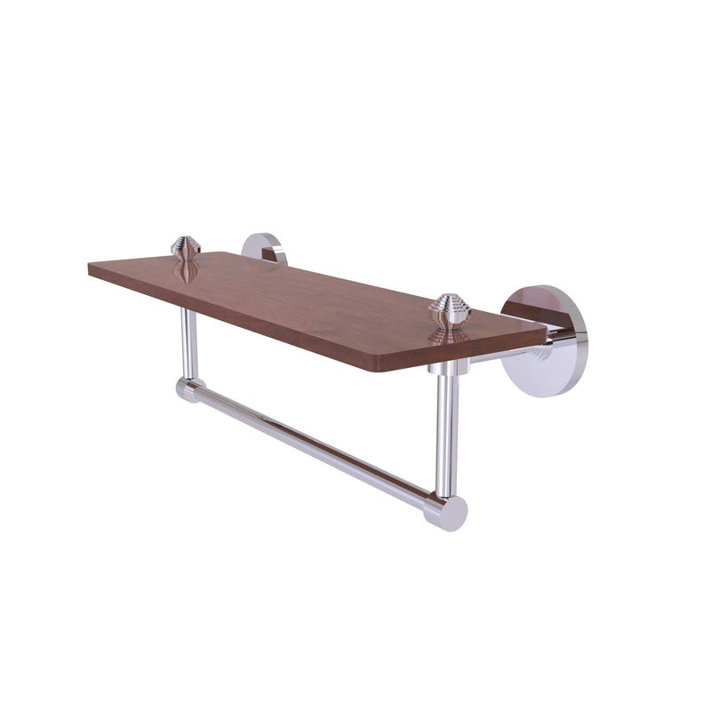 Allied Brass South Beach Collection 16 Inch Solid IPE Ironwood Shelf with Integrated Towel Bar SB-1TB-16-IRW-PC