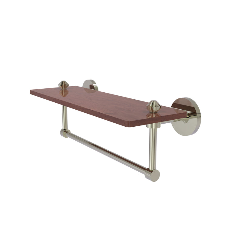 Allied Brass South Beach Collection 16 Inch Solid IPE Ironwood Shelf with Integrated Towel Bar SB-1TB-16-IRW-PNI