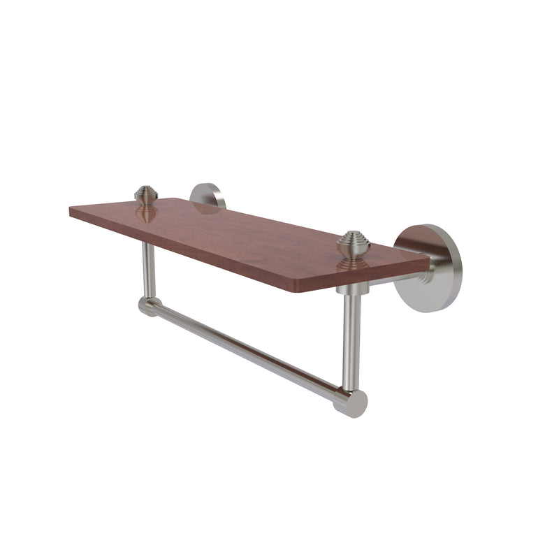 Allied Brass South Beach Collection 16 Inch Solid IPE Ironwood Shelf with Integrated Towel Bar SB-1TB-16-IRW-SN