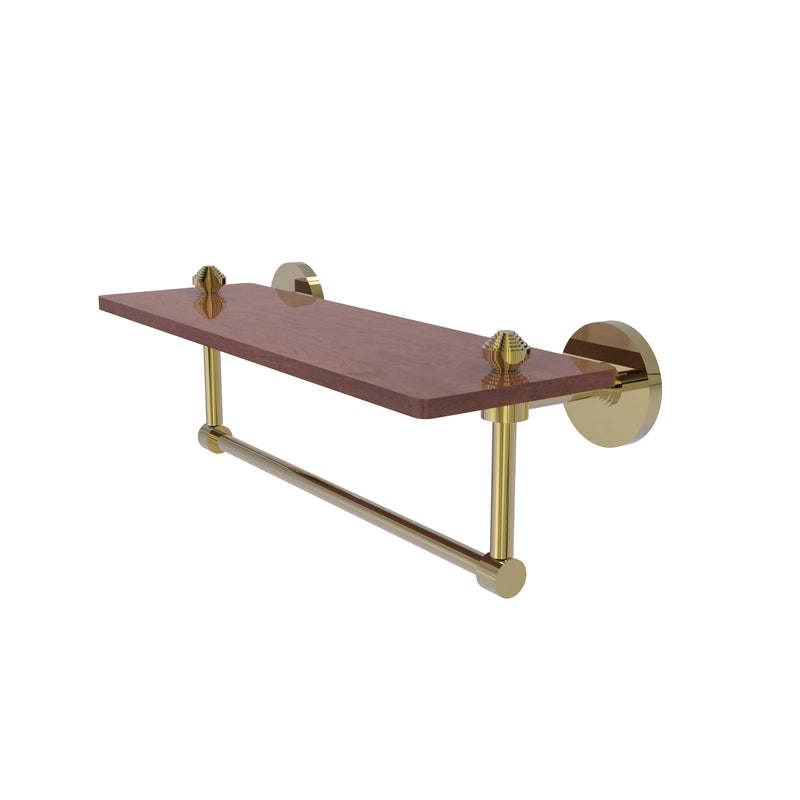 Allied Brass South Beach Collection 16 Inch Solid IPE Ironwood Shelf with Integrated Towel Bar SB-1TB-16-IRW-UNL