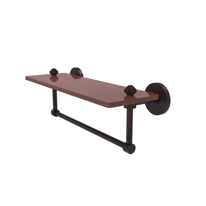 Allied Brass South Beach Collection 16 Inch Solid IPE Ironwood Shelf with Integrated Towel Bar SB-1TB-16-IRW-VB