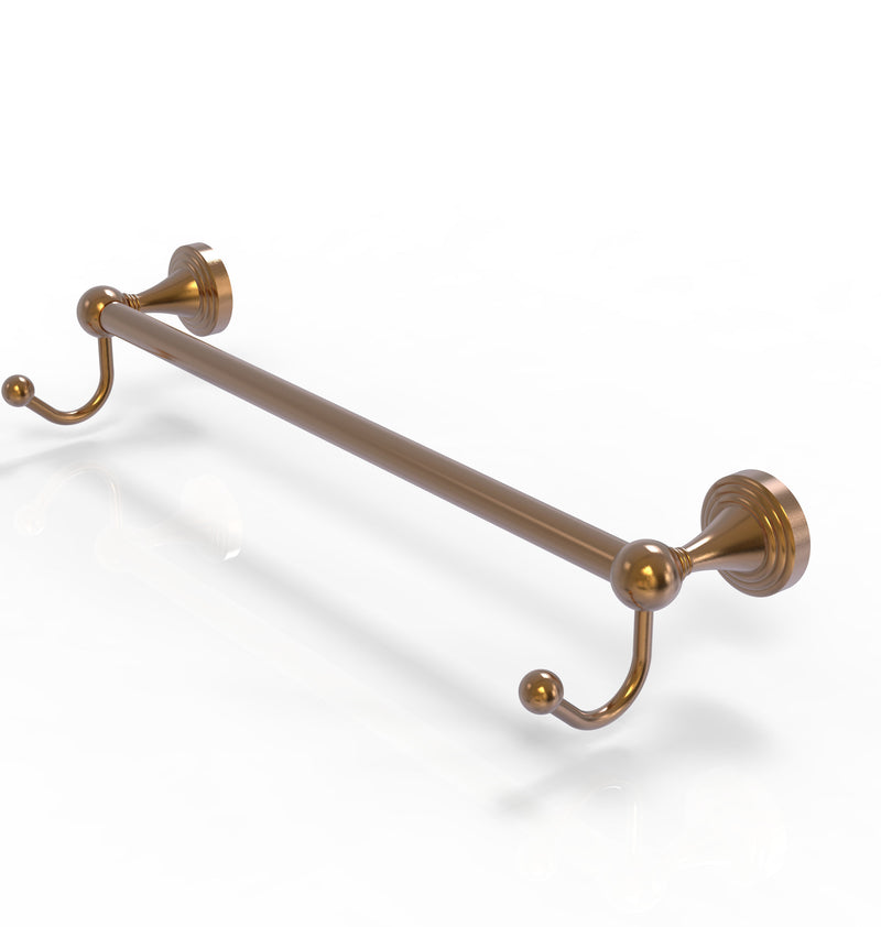 Allied Brass Sag Harbor Collection 18 Inch Towel Bar with Integrated Hooks SG-41-18-HK-BBR