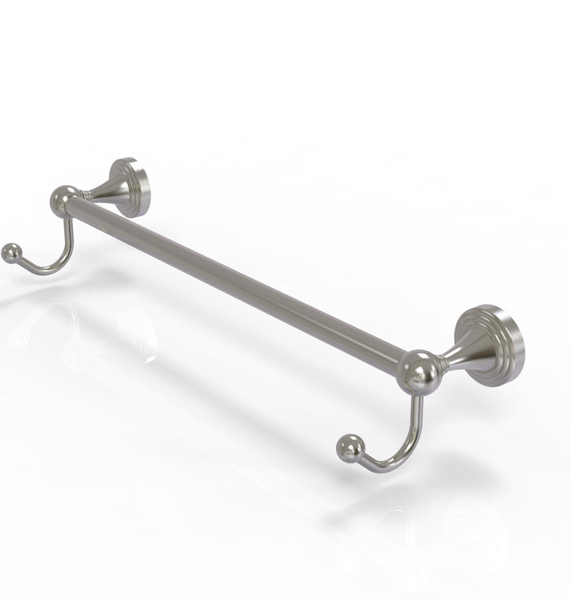 Allied Brass Sag Harbor Collection 18 Inch Towel Bar with Integrated Hooks SG-41-18-HK-SN
