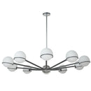 Dainolite 10 Light Halogen Chandelier Matte Black and Polished Chrome with White Opal Glass SOF-5010C-MB-PC